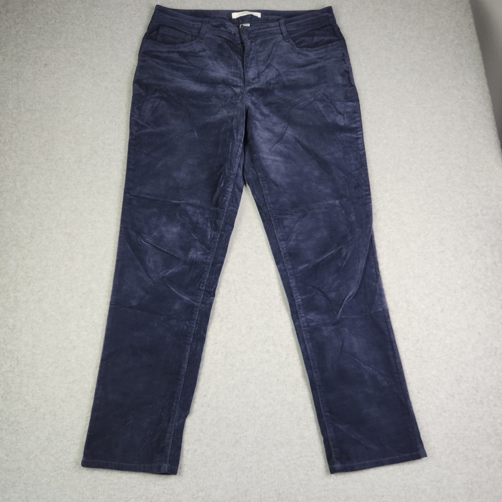 Croft & Barrow Corduroy Pants Womens 14 Navy Cotton Stretch Comfort Straight Leg